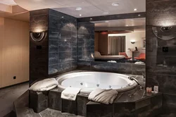 Bathtub with jacuzzi design in the apartment