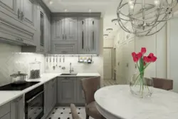 Kitchen interior in a gray house