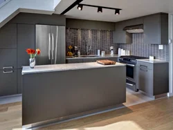 Kitchen Interior In A Gray House