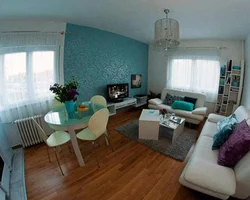 Bedroom interior with two windows Khrushchev photo