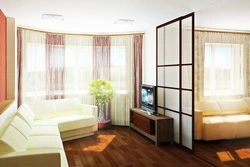 Bedroom interior with two windows Khrushchev photo