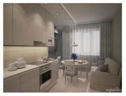 Kitchen layout 12 sq m photo with sofa with balcony