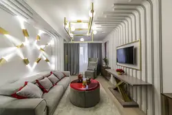Узкая гостиная мебель фото