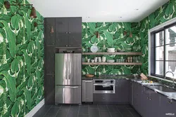 Green kitchen wallpaper design