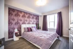 Curtains for lilac wallpaper in the bedroom photo