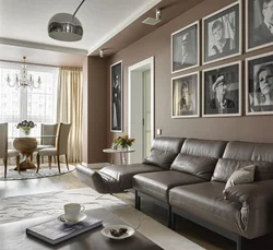 Living Room Interior In Brown Tones In A Modern Style
