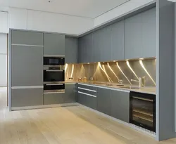 Кухонны гарнітур убудаваны на кухню фота
