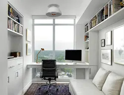 Bedroom interior with work area by the window