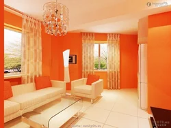 Living room orange wallpaper photo