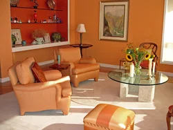 Living Room Orange Wallpaper Photo