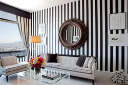 Striped bedroom interior