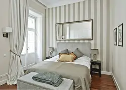 Striped bedroom interior