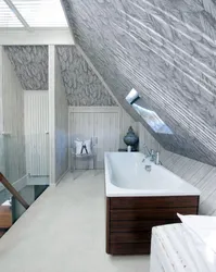 Bathroom ceiling in the attic photo