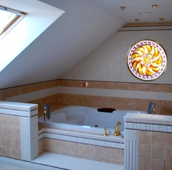 Bathroom ceiling in the attic photo