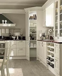 Corner cabinet in the kitchen interior photo
