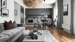 Kitchen living room gray walls photo