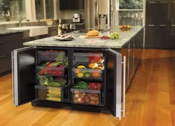 Kitchen design with refrigerator and freezer