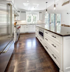 Kitchen Design With White Floors And Walls