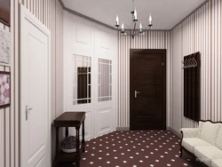 Wallpaper in the hallway of the apartment photo modern with dark doors