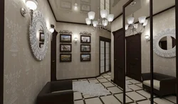 Mənzilin Koridorunda Divar Kağızı Qaranlıq Qapılarla Müasir Fotoşəkil