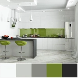 Kitchen in green and white colors photo