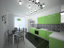 Kitchen in green and white colors photo