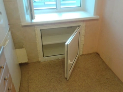 Refrigerator Design Under The Window In The Kitchen In Khrushchev Photo