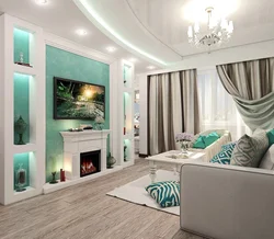 Интерьер гостиной 20 кв м фото с камином