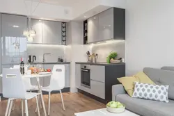 Corner kitchen design with a box in the corner