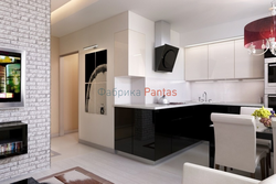 Corner kitchen design with a box in the corner