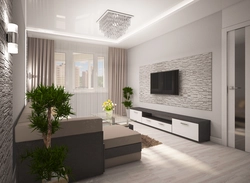 Living room design with white wallpaper photo