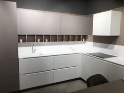 Matte kitchen without handles in the interior