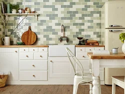 Tiles for the kitchen on the walls in the apartment photo