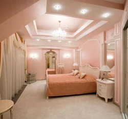 Peach color bedroom interior photo