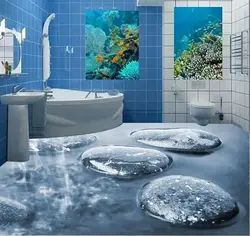 Bath floor with photo