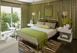 Color combination with green in the bedroom interior