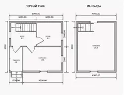 Планіроўка дома 6х6 з санвузлом фота