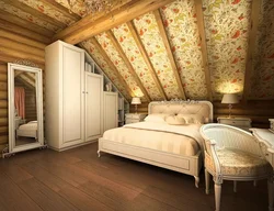 Bedroom design in light colors attic