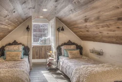 Bedroom design in light colors attic
