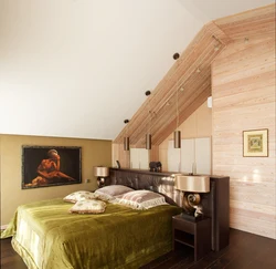 Bedroom design of a wooden house photo attic