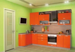 Orange Green Kitchen Design