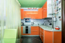 Orange green kitchen design