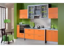 Orange green kitchen design