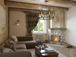 Photo of living rooms with a fireplace in a country house