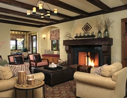 Photo of living rooms with a fireplace in a country house