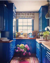 Kitchen design in blue colors