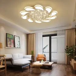 Suspended ceiling with spotlights photo in the living room