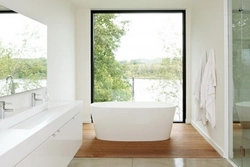 Bathroom with two windows photo