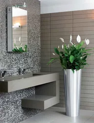 Flowers in the bathroom interior