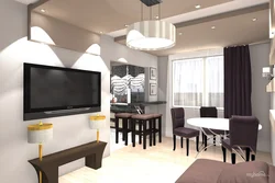 Design photo how to combine a living room with a kitchen
